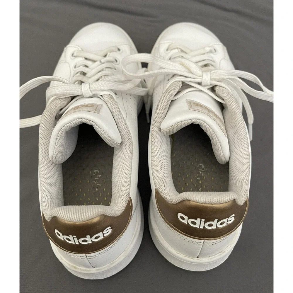 Adidas Womens 6.5 Cloudfoam‎ Advantage Sneakers Shoes White F36223 LowTop LaceUp